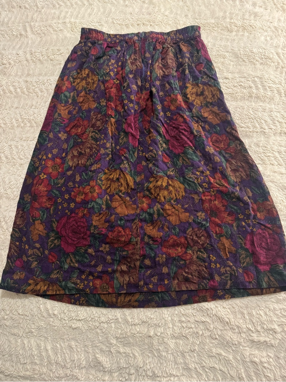 Vintage Whimsygoth Floral Rayon Midi Skirt Cottagecore Elastic Waist USA size 14 - Picture 3 of 5